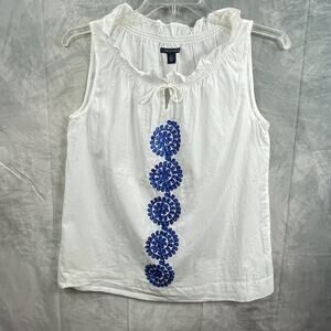 Women's Tommy Hilfiger sleeveless pullover top size Small embroider blue design